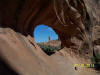 Dark Angel, through lower Double O Arch, Arches Nat'l Park