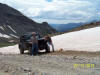 Terry and Jim next to snow field near Imogene Pass